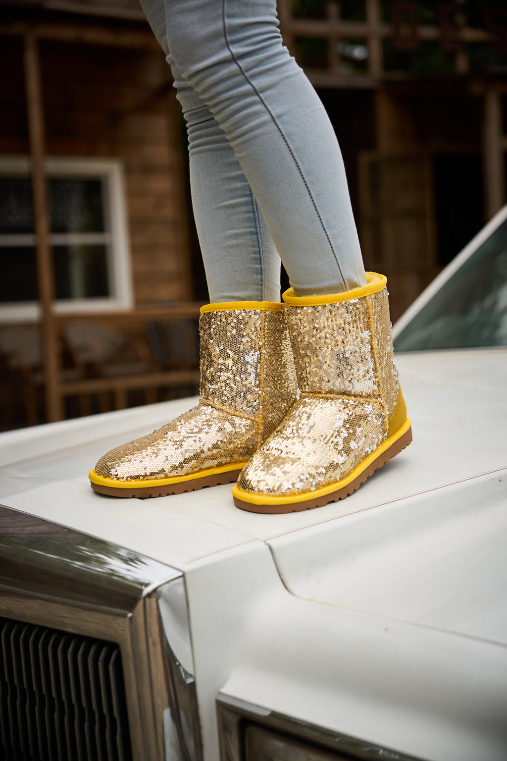 UGG Dallas Glam Sequin Shearling Boots - Yellow