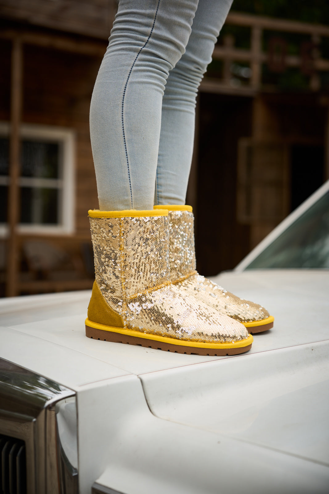 UGG Dallas Glam Sequin Shearling Boots - Yellow